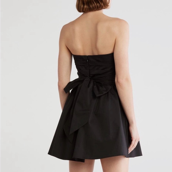 Lush Brand Black Strapless Dress w/ Pleated Bodice & Back Bow Size S - Picture 2 of 5